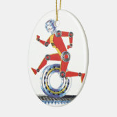 ヴィンテージSFロボットランニングロボットとホイール セラミックオーナメント (左)