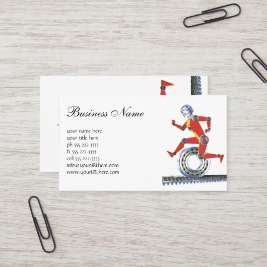 ヴィンテージSFロボットランニングロボットとホイール 名刺 (正面/裏面インサイチュ)
