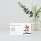 ヴィンテージSFロボットランニングロボットとホイール 名刺 (スタンド正面)