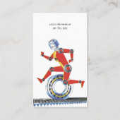 ヴィンテージSFロボットランニングロボットとホイール 名刺 (裏面)