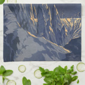 ヴィンテージSF三日月雪惑星 キッチンタオル (折り畳み)