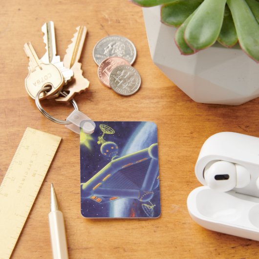 ヴィンテージSF周回宇宙駅 キーホルダー (デスク)