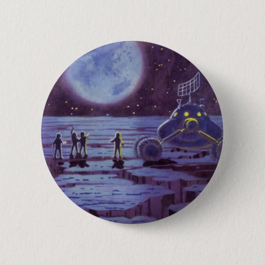 ヴィンテージSF地球ローバーエイリアンオンムーン 缶バッジ (正面)