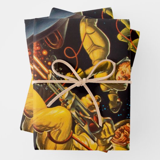 ヴィンテージSF宇宙ウォーク宇宙飛行士キャンヴ ラッピングペーパーシート (インサイチュ)