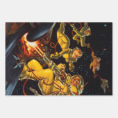 ヴィンテージSF宇宙ウォーク宇宙飛行士キャンヴ ラッピングペーパーシート (正面)