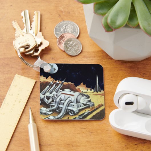 ヴィンテージSF宇宙月面駅 キーホルダー (デスク)