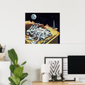 ヴィンテージSF宇宙月面駅 ポスター (ホームオフィス)