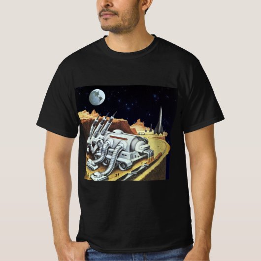 ヴィンテージSF宇宙月面駅 Tシャツ (正面)