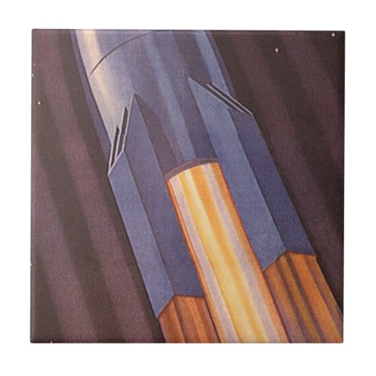 ヴィンテージSF宇宙船ロケット タイル (正面)