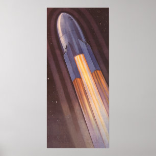 ヴィンテージSF宇宙船ロケット ポスター