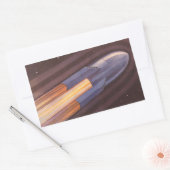 ヴィンテージSF宇宙船ロケット 長方形シール (封筒)