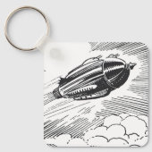 ヴィンテージSF宇宙船ロケットinクラウド キーホルダー (正面)