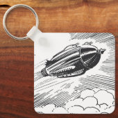 ヴィンテージSF宇宙船ロケットinクラウド キーホルダー (正面)