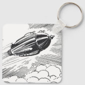 ヴィンテージSF宇宙船ロケットinクラウド キーホルダー (裏面)