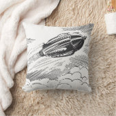 ヴィンテージSF宇宙船ロケットinクラウド クッション (ブランケット)