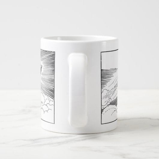 ヴィンテージSF宇宙船ロケットinクラウド ジャンボコーヒーマグカップ (裏面)