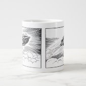 ヴィンテージSF宇宙船ロケットinクラウド ジャンボコーヒーマグカップ (正面)