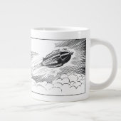ヴィンテージSF宇宙船ロケットinクラウド ジャンボコーヒーマグカップ (右)