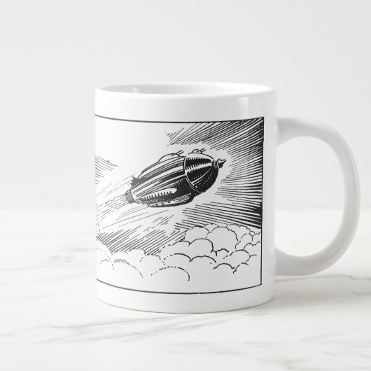 ヴィンテージSF宇宙船ロケットinクラウド ジャンボコーヒーマグカップ (右)