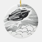 ヴィンテージSF宇宙船ロケットinクラウド セラミックオーナメント (裏面)