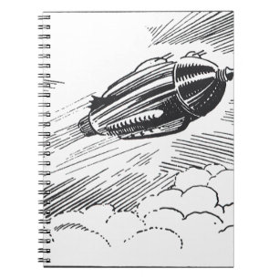 ヴィンテージSF宇宙船ロケットinクラウド ノートブック