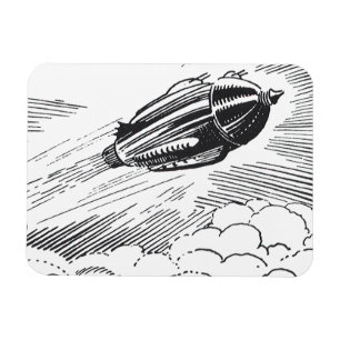 ヴィンテージSF宇宙船ロケットinクラウド マグネット