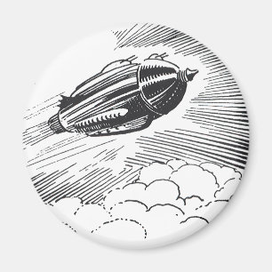 ヴィンテージSF宇宙船ロケットinクラウド マグネット