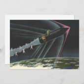 ヴィンテージSF宇宙飛行士がロケットに乗る (正面/裏面)