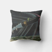 ヴィンテージSF宇宙飛行士がロケットに乗る クッション (裏面)