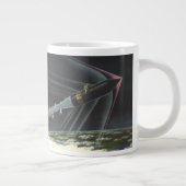 ヴィンテージSF宇宙飛行士がロケットに乗る ジャンボコーヒーマグカップ (右)