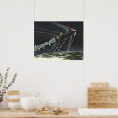 ヴィンテージSF宇宙飛行士がロケットに乗る ポスター (キッチン)