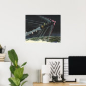 ヴィンテージSF宇宙飛行士がロケットに乗る ポスター (ホームオフィス)