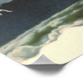 ヴィンテージSF宇宙飛行士がロケットに乗る ポスター (角)