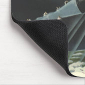 ヴィンテージSF宇宙飛行士がロケットに乗る マウスパッド (コーナー)