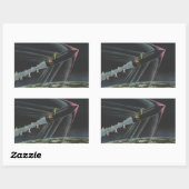 ヴィンテージSF宇宙飛行士がロケットに乗る 長方形シール (シート)