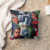 ヴィンテージSF宇宙飛行士によるロボットの修理 クッション (ブランケット)