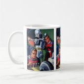 ヴィンテージSF宇宙飛行士によるロボットの修理 コーヒーマグカップ (左)