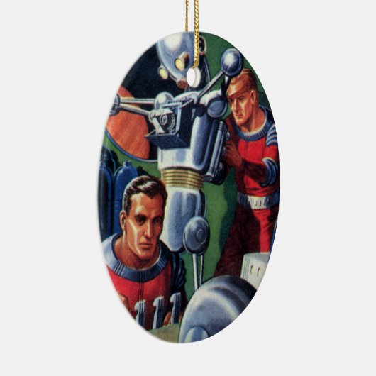 ヴィンテージSF宇宙飛行士によるロボットの修理 セラミックオーナメント (右)