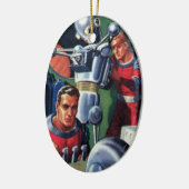 ヴィンテージSF宇宙飛行士によるロボットの修理 セラミックオーナメント (左)