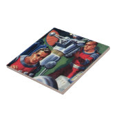 ヴィンテージSF宇宙飛行士によるロボットの修理 タイル (側面)