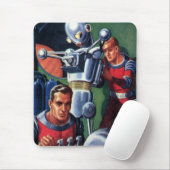 ヴィンテージSF宇宙飛行士によるロボットの修理 マウスパッド (マウス)