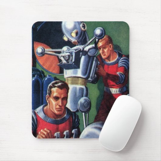 ヴィンテージSF宇宙飛行士によるロボットの修理 マウスパッド (マウス)