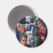 ヴィンテージSF宇宙飛行士によるロボットの修理 マグネット (正面/裏面)