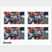 ヴィンテージSF宇宙飛行士によるロボットの修理 長方形シール (シート)