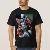ヴィンテージSF宇宙飛行士によるロボットの修理 Tシャツ (正面)