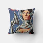 ヴィンテージSF宇宙飛行士の女性 クッション (裏面)