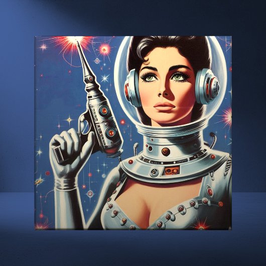 ヴィンテージSF宇宙飛行士の女性 タイル