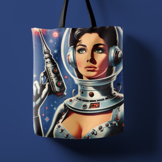 ヴィンテージSF宇宙飛行士の女性 トートバッグ