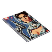 ヴィンテージSF宇宙飛行士の女性 ノートブック (右側)