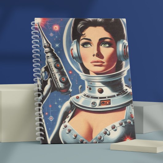 ヴィンテージSF宇宙飛行士の女性 ノートブック